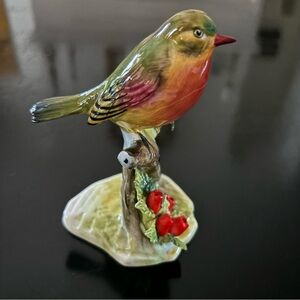 Royal Adderly Bone China Robin Bird Figurine with Flowers